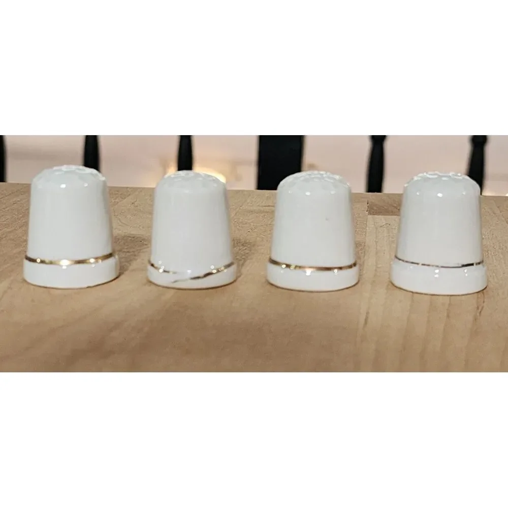 VTG 3‎ Cute FARM ANIMALS PORCELAIN Thimbles GOLDTRIM